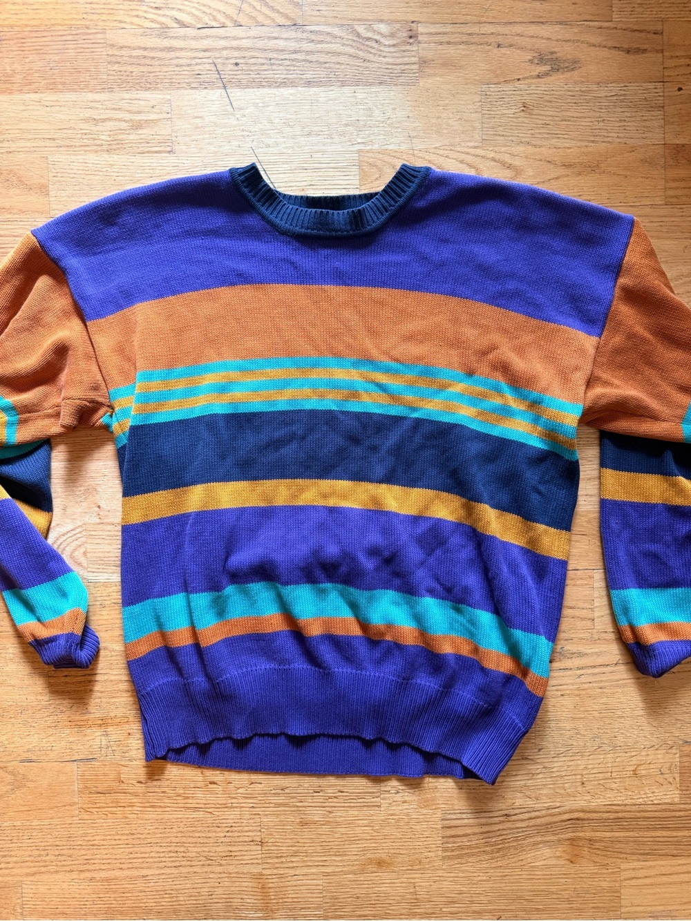 Men's Vintage Colorblock Stripe Sweater - Purple/Turquoise/Orange